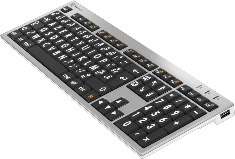 Logickeyboard ALBA Tastatur USB AZERTY Französisch Schwarz - Silber (LKB-LPRNTWB-CWMU-FR)