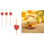 PAPSTAR Fingerfood-Spieße "Heart", Länge: 70 mm aus Bambus, mit rotem Herz, in Pappbox - 1 Stück (84665)