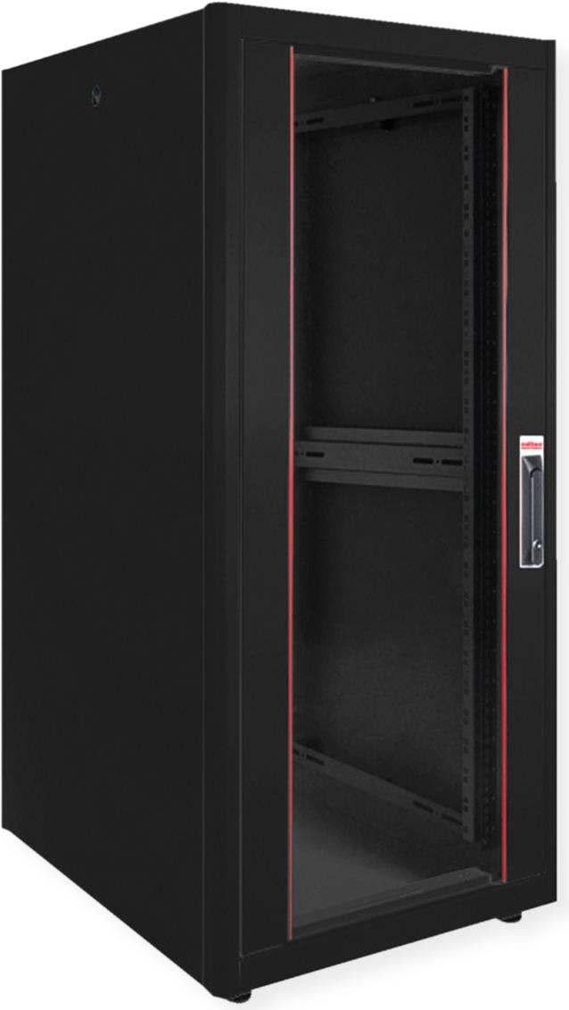 ROLINE 19 Zoll Netzwerkschrank Basic 26 600x800 BxT Glastür schwarz (26.21.0205)