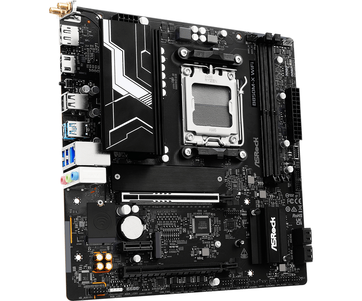 ASRock B850M-X WiFi R2.0 Mainboard Sockel AM5 AMD B850 Micro ATX DDR5 Wi-Fi 6E Schwarz