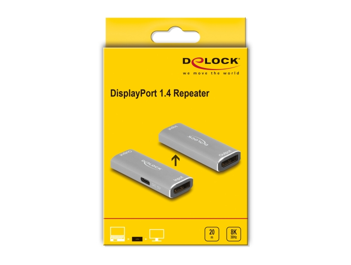 Delock DisplayPort 1.4 Repeater 8K 30 Hz bis 20 m Schwarz