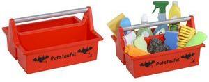 allit Tragekasten McPlus Carry "Putzteufel", rot ergonomischer Bügelgriff aus Aluminium, 2 große Fächer, - 1 Stück (8500903012)