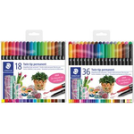 STAEDTLER Doppel-Fasermaler Twin-tip, 18er Kunststoff-Etui 2 Spitzen, Strichstärke: - 1 Stück (3187 TB18)