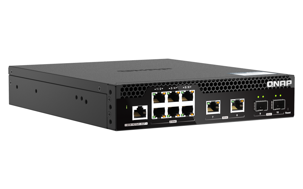 QNAP QSW-M2106R-2S2T Netzwerk-Switch Managed L2 10G Ethernet (100/1000/10000) 1U Schwarz (QSW-M2106R-2S2T)