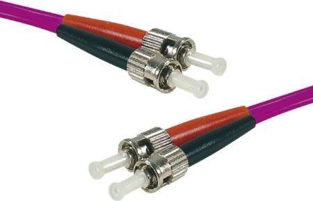 LWL Patchkabel Eco, 50/125 µm, OM4-Faser, 2x ST Stecker/2x ST Stecker, erika-violet, 1,0 m UPC UPC-Schliff (392831)