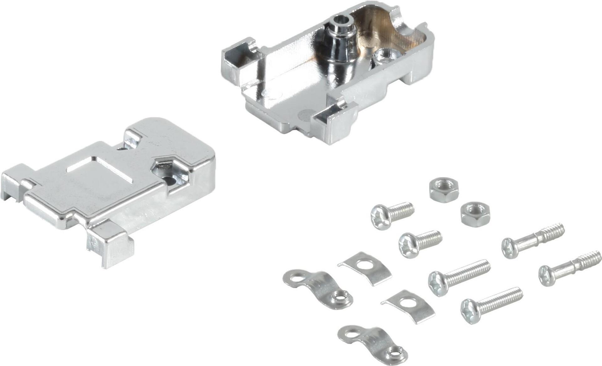 shiverpeaks BASIC-S Gehäuse für SUB-D Stecker/Kupplungen 9-polig, metallisiertes Gehäuse, Polybeutel mit Eurolochung (BS79109-M)