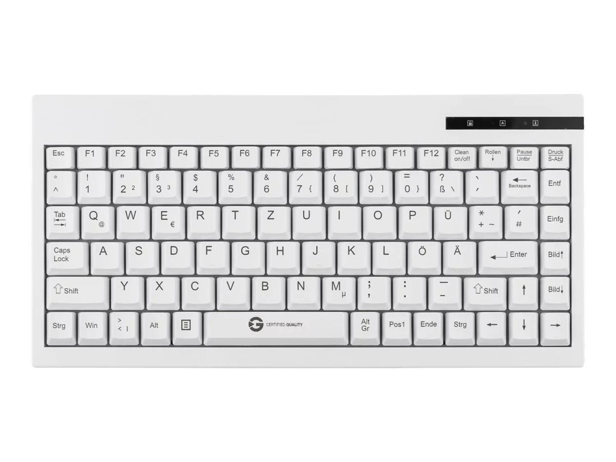 GCQ CleanType Easy Basic Compact Tastatur 88 Tasten USB QWERTZ Weiß