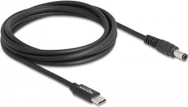 Delock Stromkabel USB-C (M) zu Gleichstromstecker 5,5 x 2,1 mm (M) (87977)