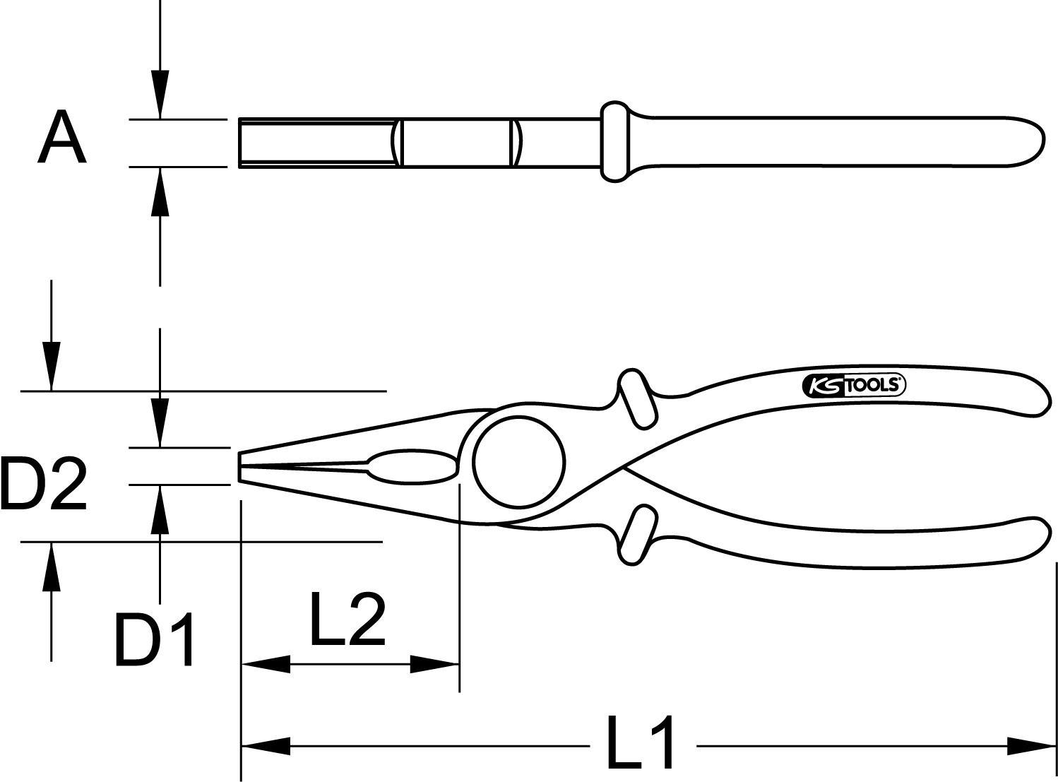 KS TOOLS Isolierte Kunststoff-Flachzange, 200mm (117.1640)