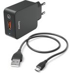 Hama Schnellladegerät mit Ladekabel Micro-USB, Qualcomm®, 19,5 W, 1,5 m, Schwarz (00201621)