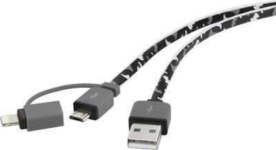 Renkforce USB-Kabel USB 2.0 USB-A Stecker, USB-Micro-B Stecker, Apple Lightning Stecker 20.00 cm Camouflage hochflexibel, vergoldete Steckkontakte, Halogenfrei (RF-4145364)