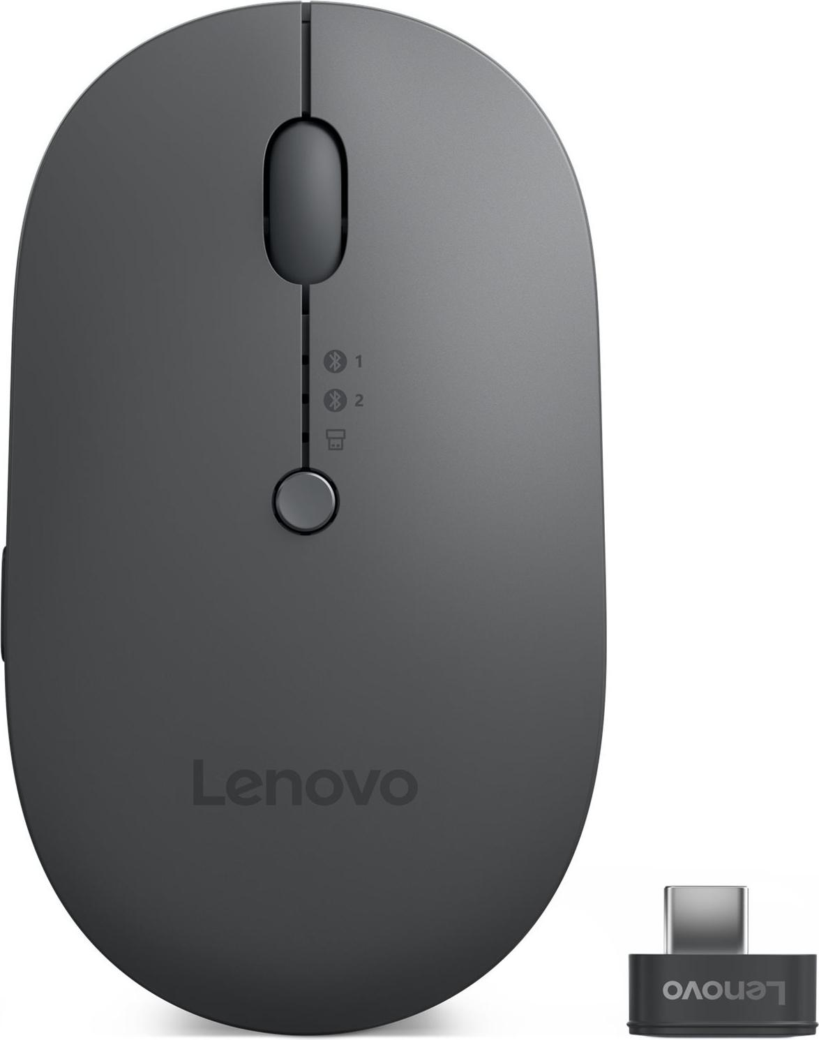 Lenovo Multi-Device X9 Maus 2400 DPI Bluetooth 5.0 2.4 GHz Donnergrau (oben), Blitzschwarz (unten)