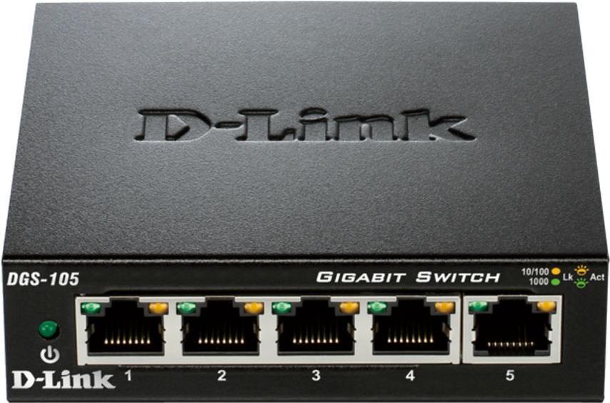 D-Link DGS 105GL 5-Port Gigabit Switch Schwarz