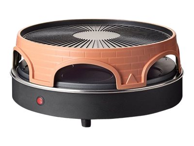 Emerio Pizzarette PO-113255.4 Pizzaofen Grill Raclette für 6 Personen 1.8 kW Terrakotta-Orange
