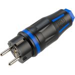 BACHMANN Profi-Schutzkontaktstecker CEE7/7, gummiert, IP54, schwarz / blau (BM0017347)