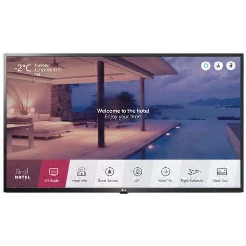 LG 109,20cm (43) UHD Smart Hotel TV, Pro:Centric Direct, Quick Menu, USB Data Cloning, Hotel Mode (PDM), Chromecast Dongle Anti-theft Cover, ohne externen Speaker out, Triple Tuner, inkl. StandfußVESA: 200x200 [Energieklasse G] (43US342H9)