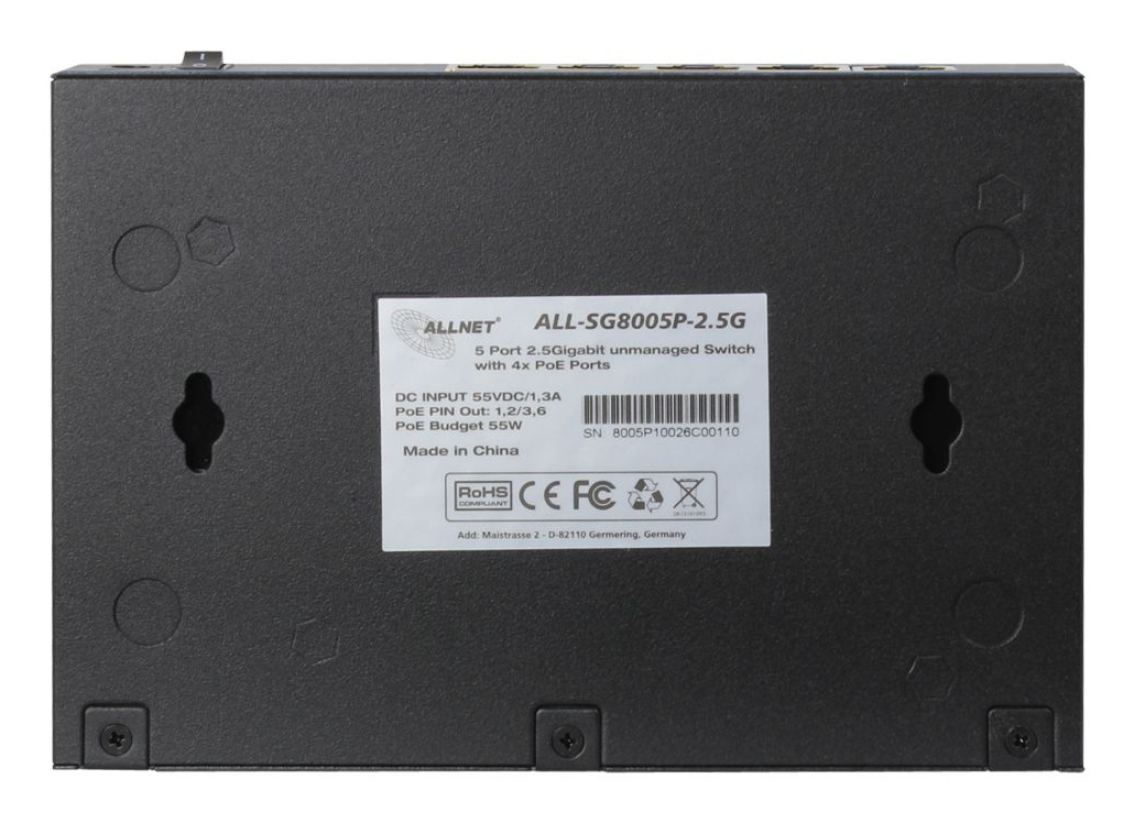 ALLNET ALL-SG8005P-2.5G Unmanaged Switch 5x 2.5GbE PoE Schwarz