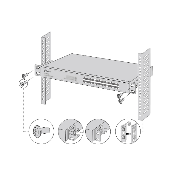 TP-Link RACKMOUNT KIT-19 Rackmontagesatz 19" Metall Schwarz