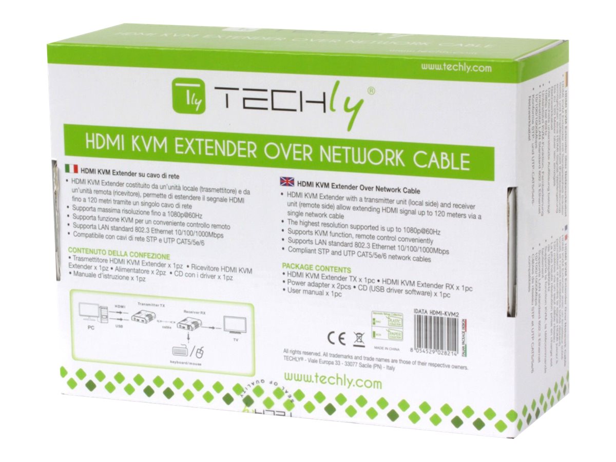 Techly TECHly 120m HDMI KVM Extender über Netzwerkkabel Schwarz