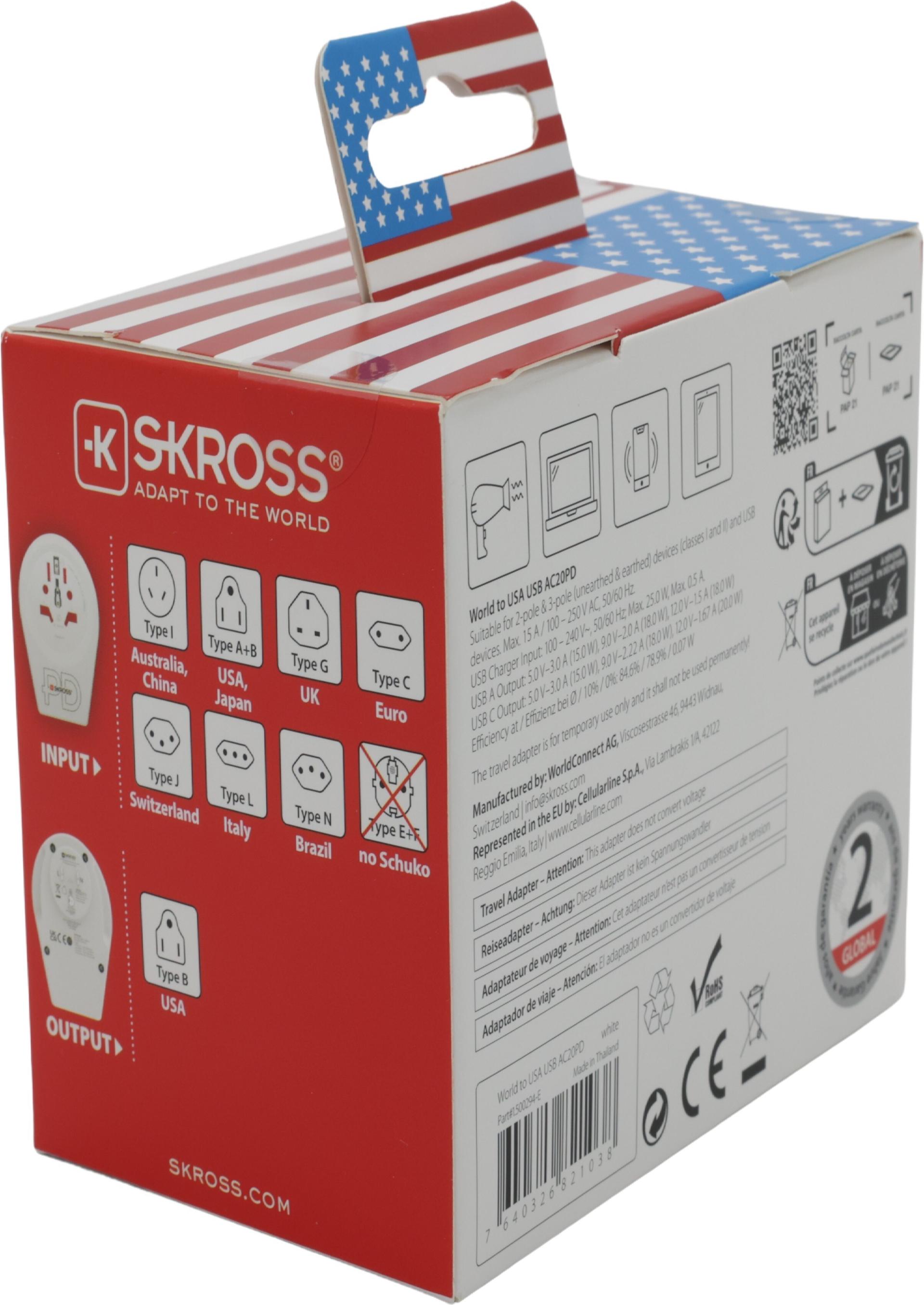 SKROSS World to EU USB AC20PD (1.500295-E)
