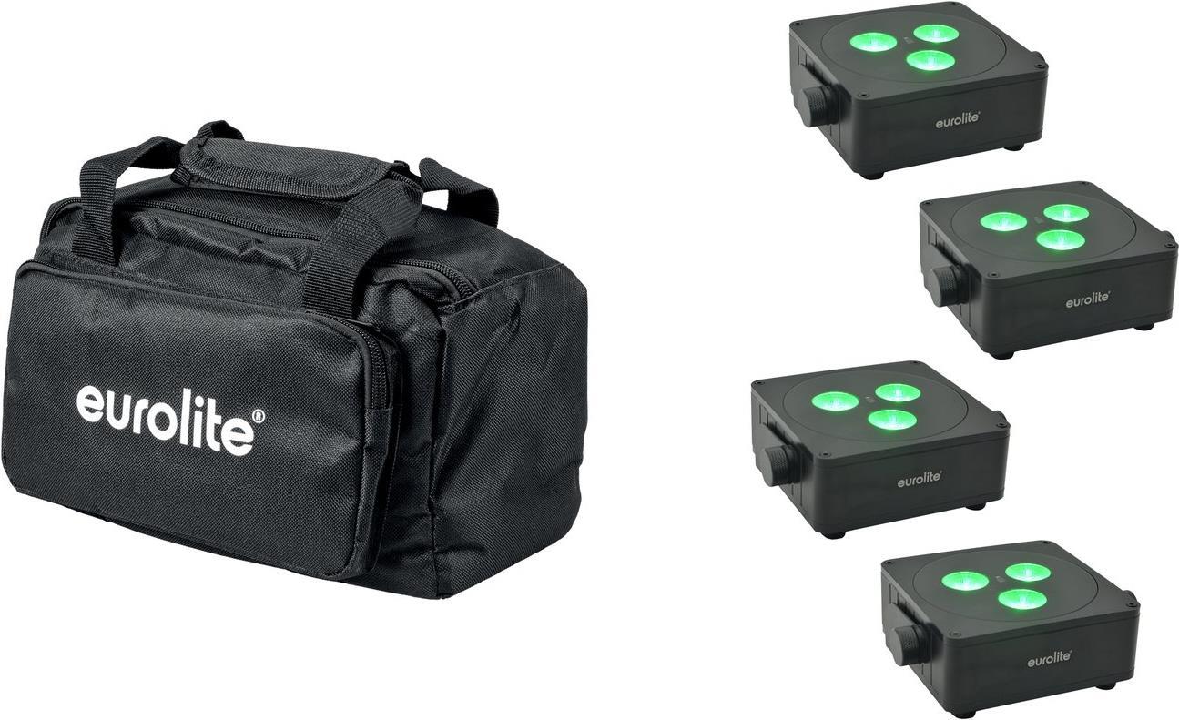 EUROLITE Set 4x AKKU IP Flat Light 3 sw + Soft-Bag (20000861)