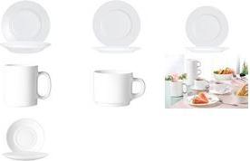 Esmeyer Arcoroc Kaffeebecher EVERYDAY, 0,32 l, weiß aus Hartglas, spülmaschinengeeignet, nicht stapelbar, - 6 Stück (402-251)