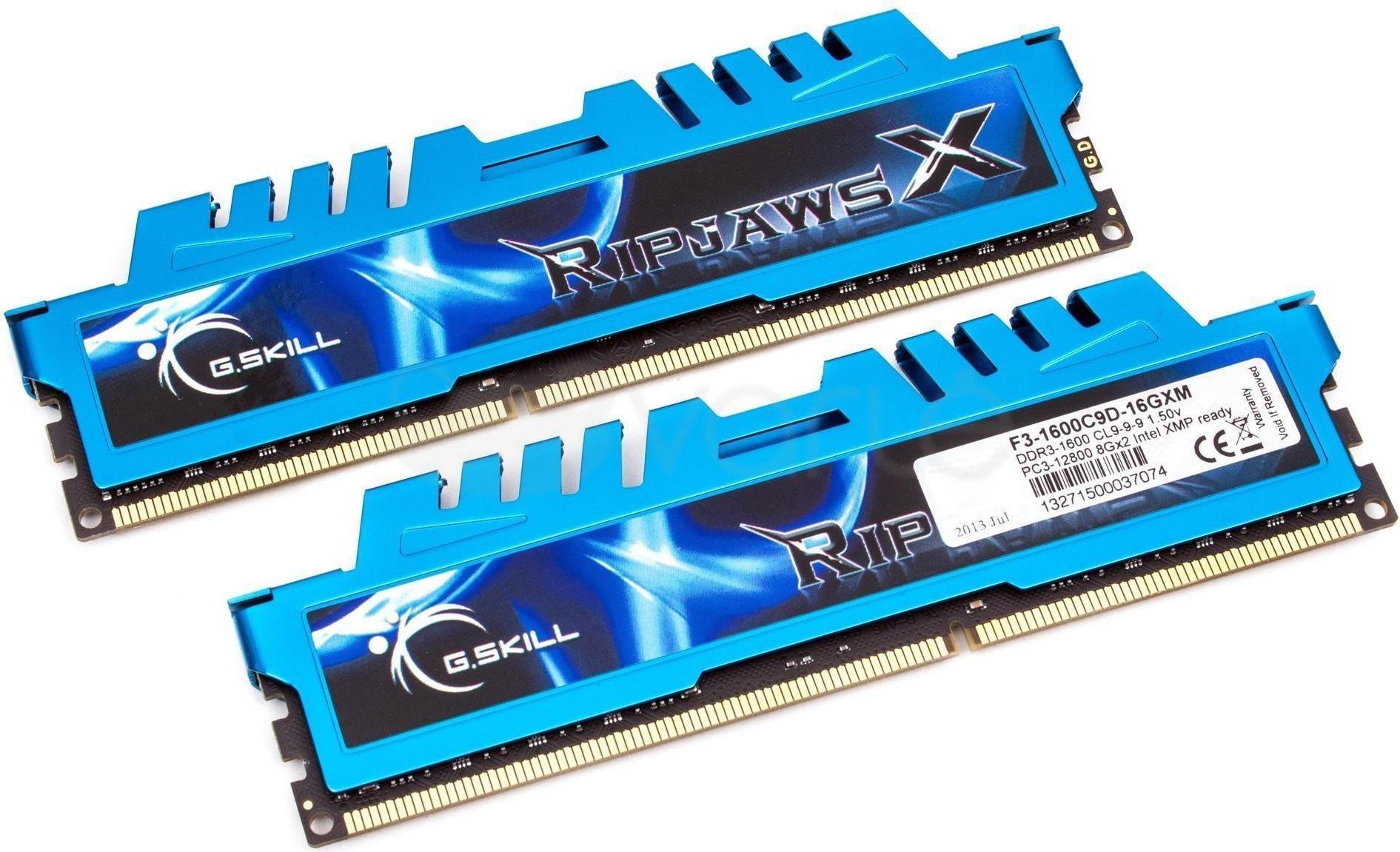 G.Skill Ripjaws-X F3-1600C9D-16GXM DDR3 Speicher-Kit 16 GB (2 x 8 GB) 1600 MT/s Blau