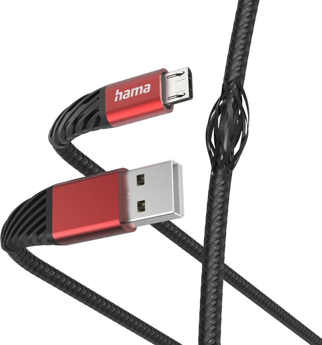 Hama Extreme USB Kabel 1,5 m USB 2.0 USB A Micro-USB B Schwarz - Rot (00201539)