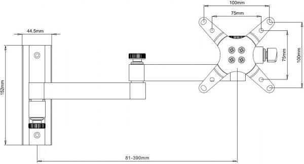 Wandhalterung für LCD TV LED 33,00cm (13")-30 neigbar 3 Gelenke, Langarm, schwarz Hersteller: Techly (ICA-LCD-104BK)