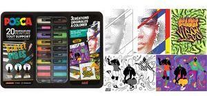 POSCA Pigmentmarker "STREET VIBES", 20er Metallbox bestehend aus: 6 x PC1MC, 7 x PC3M und 7 x PC5M - 1 Stück (M POSCA/20 018)