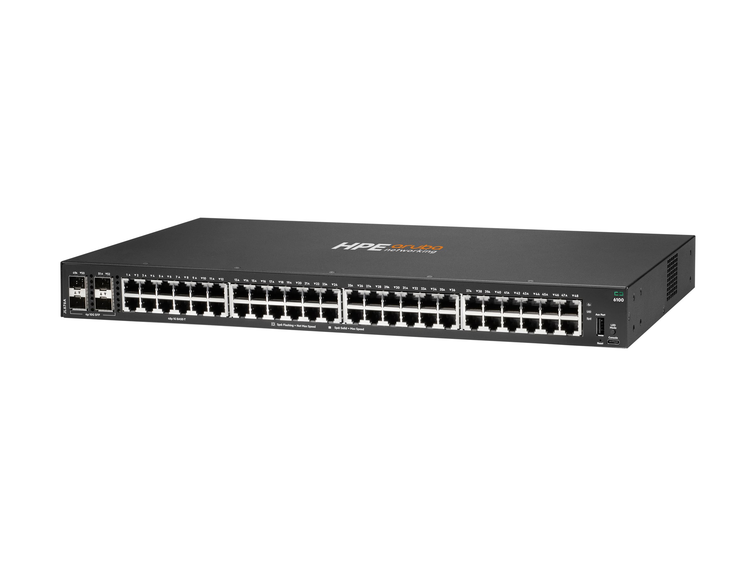 Aruba 6100 48G 4SFP+ Managed Switch, 48x GbE + 4x SFP+, 1U, Schwarz