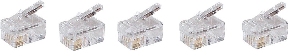 shiverpeaks ®-BASIC-S--Netzwerk Modular-Stecker RJ10 4polig, 4 Kontakte belegt, für Rundkabel, vergoldete Kontakte--VE 5 (BS72039-R5)
