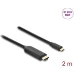 Delock USB Type-C™ zu HDMI Kabel (DP Alt Mode) 8K 60 Hz mit HDR Funktion 2 m schwarz (80599)