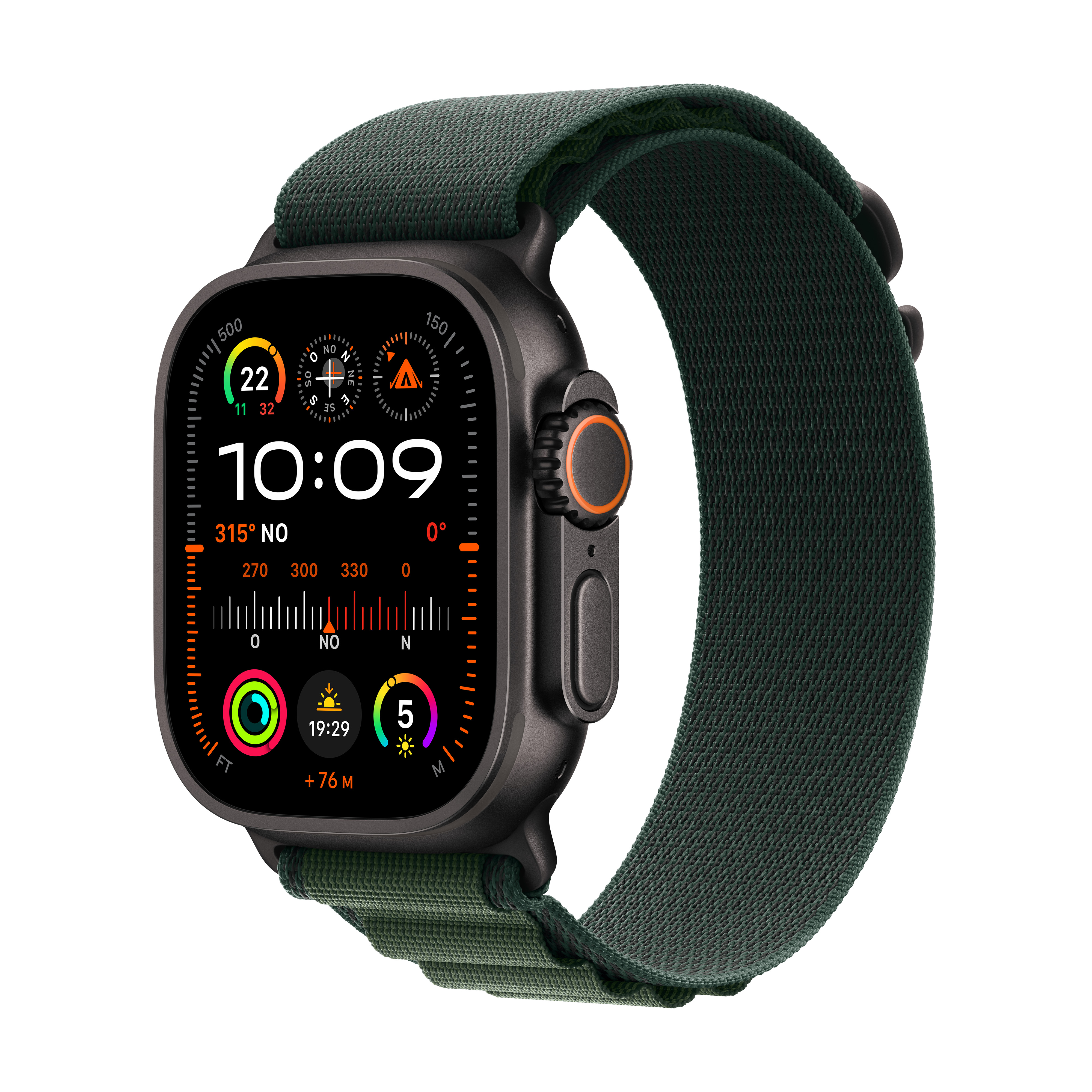 Watch Apple Watch Ultra 2 (2024) LTE 49mm Black Titanium Case with Alpine Loop M - Dark Green (MX4R3NF/A)