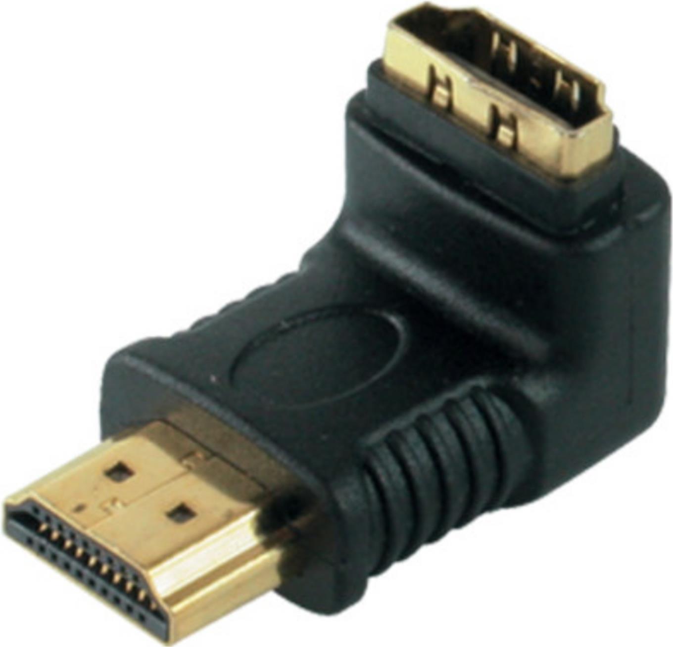 S/CONN maximum connectivity Adapter, HDMI-Stecker auf HDMI-Kupplung, Winkelausführung, Abgang nach unten, vergoldete Kontakte, 4K2K kompatibel (77407)