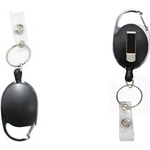 WEDO Gürtel-Clip mit ausziehbarer Nylonschnur, chrom/schwarz aus Metall/Kunststoff, mit Karabiner zur Befestigung an - 1 Stück (262 415501)