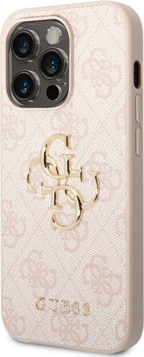 Guess PU 4G Metal Logo Case für Apple iPhone 14 Pro Max - pink (GUHCP14X4GMGPI)