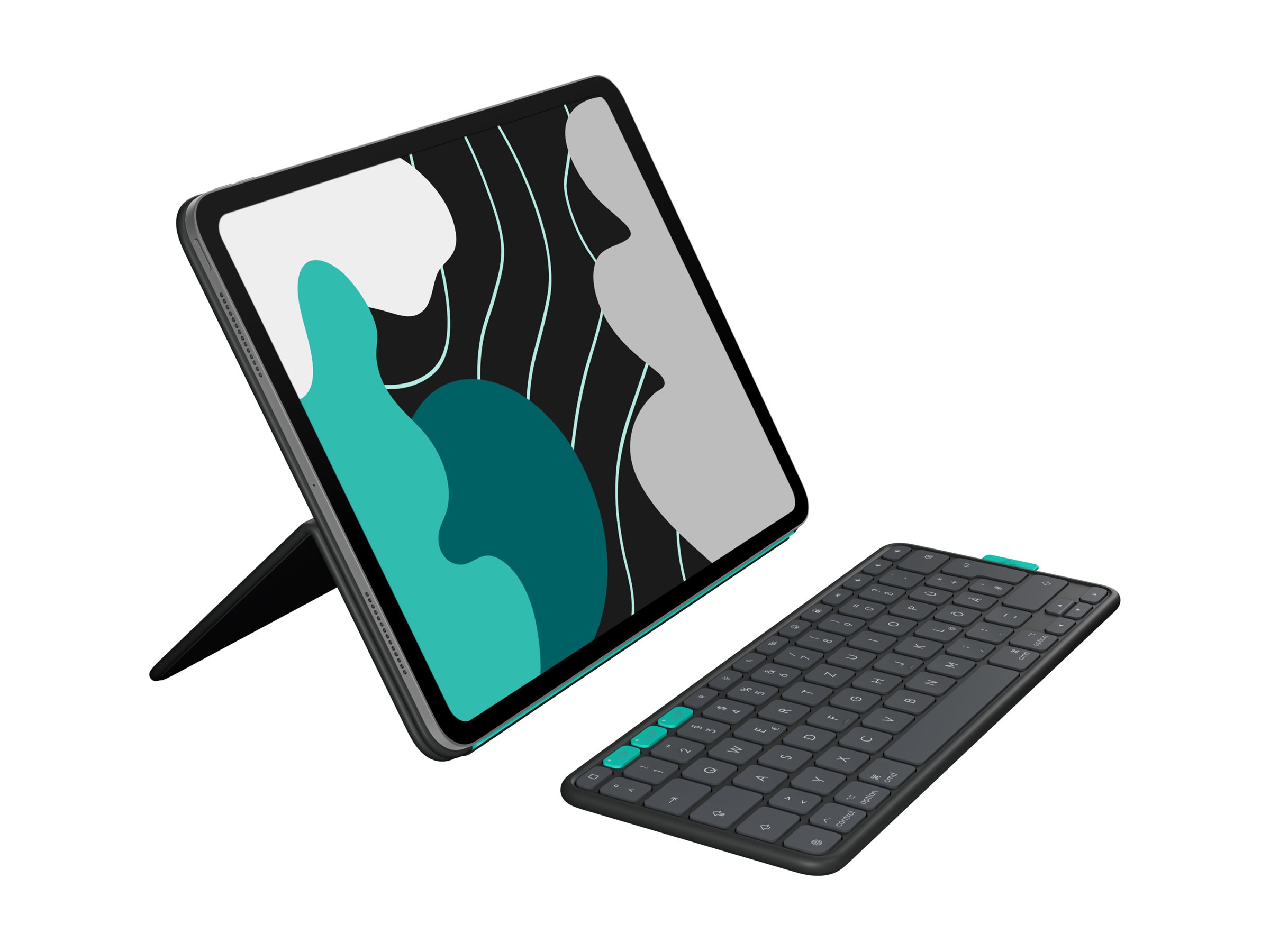 Logitech Flip Folio Tastatur und Foliohülle für iPad Pro/Air 13" QWERTZ Bluetooth Graphite
