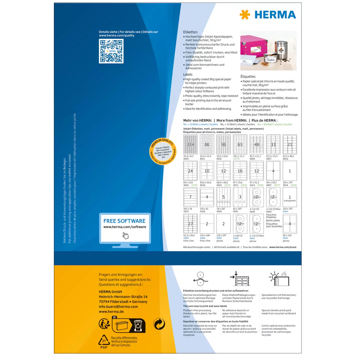 HERMA 10782 Etiketten A4 210 x 297 mm Weiß