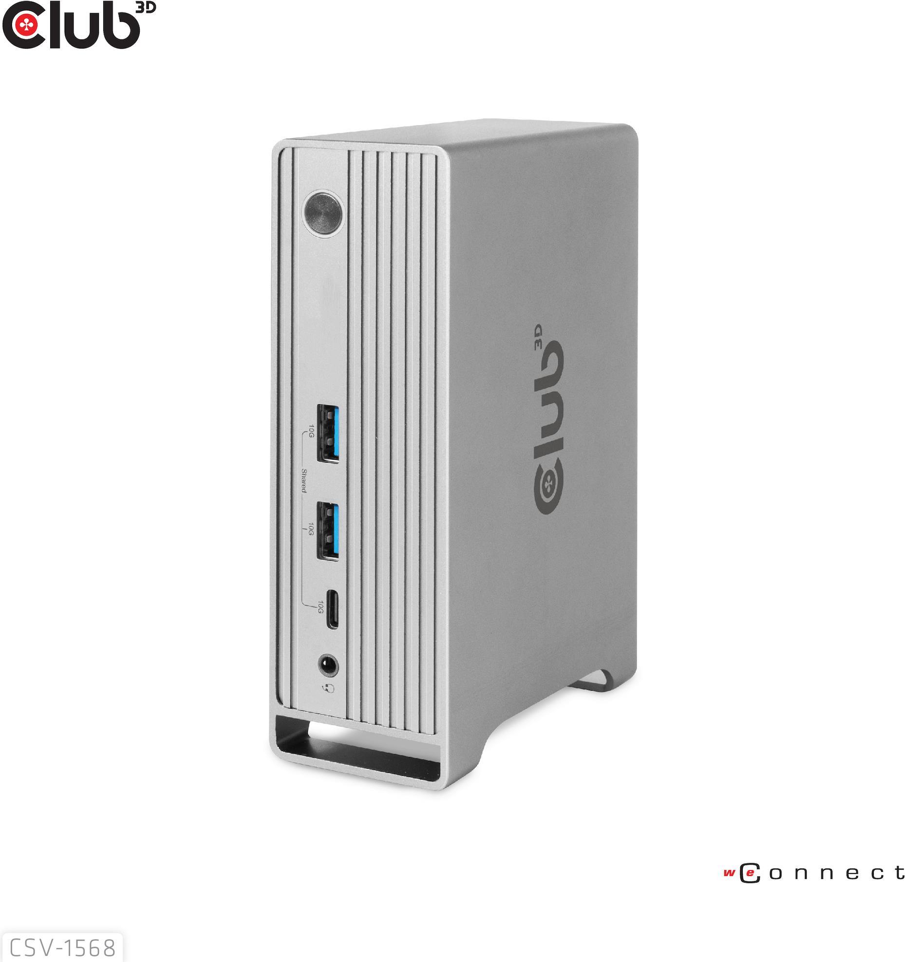 Club 3D CSV-1568 Dockingstation USB-C Triple Display 120 W Metallic