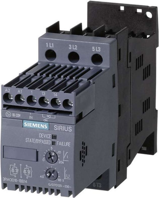 Siemens Sanftstarter Motorleistung bei 400 V 4.0 kW Motorleistung bei 230 V 2.2 kW 400 V/AC Nennstrom 9 A 3RW3016 (3RW3016-1BB14)