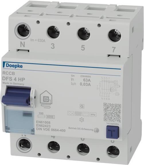 Doepke DFS4 063-4/0.03-HPFI-Schutzschalter 4p 63 A 0.03 (09144805)
