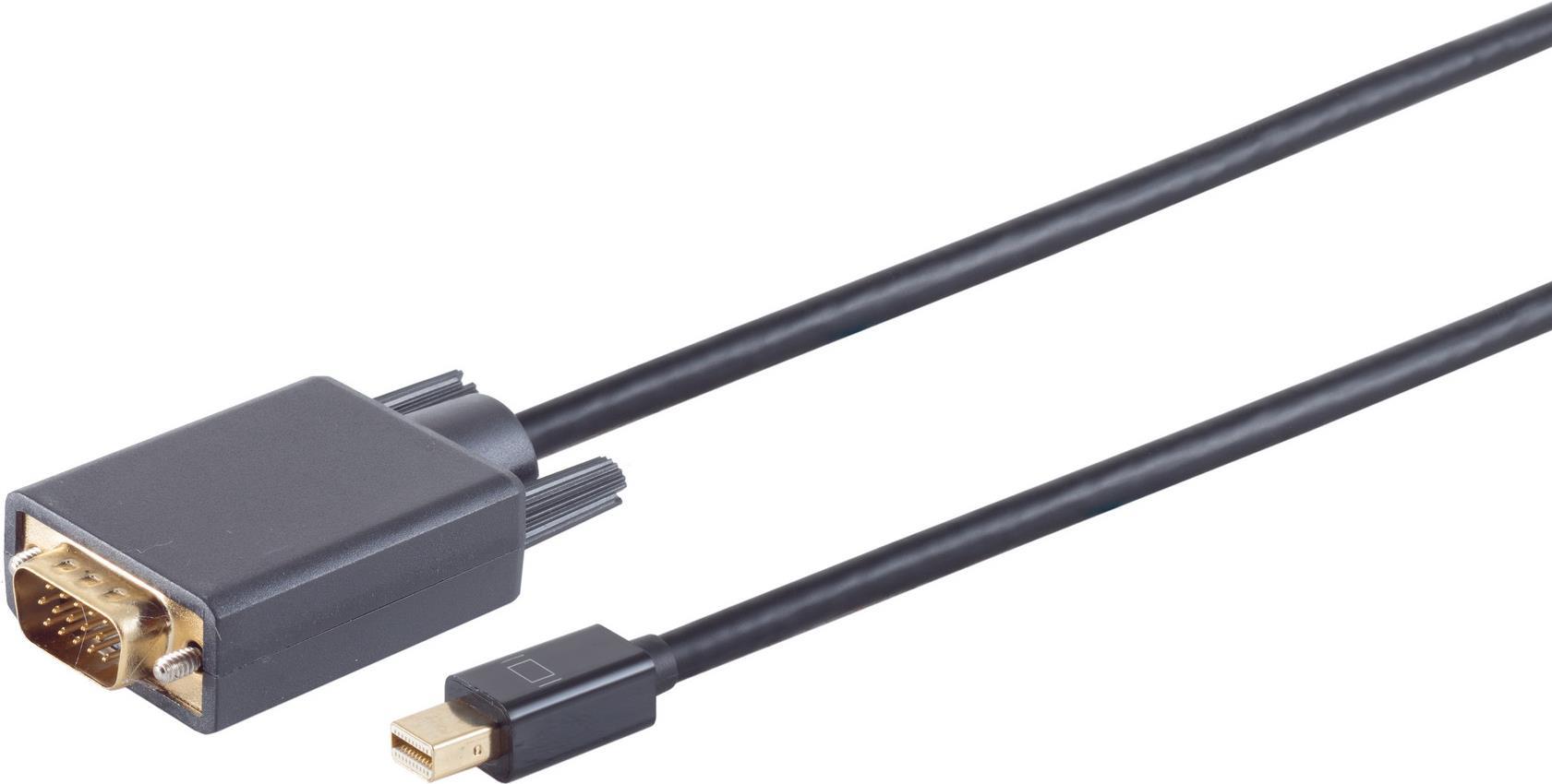 S/CONN maximum connectivity Displayportkabel-Mini Displayport Stecker 1.2 auf VGA Stecker, schwarz, 1m (10-54035)