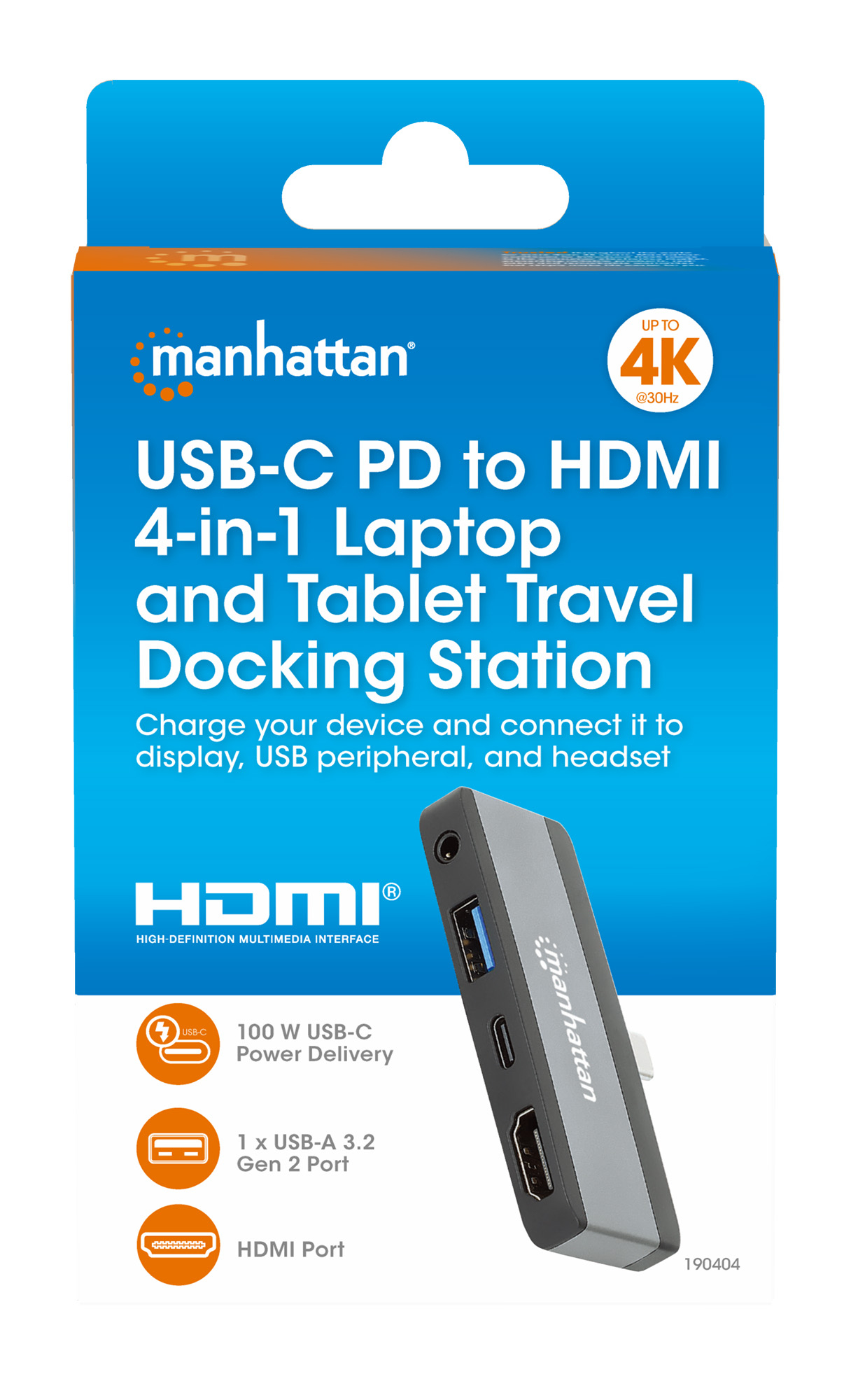 Manhattan 4-in-1 Dockingstation USB-C HDMI VGA Space-grau, Schwarz