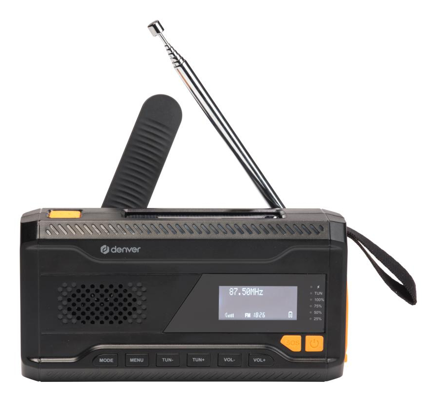 Denver SCD-2033 Tragbares DAB+/FM Radio Solar Kurbel USB Typ C Schwarz