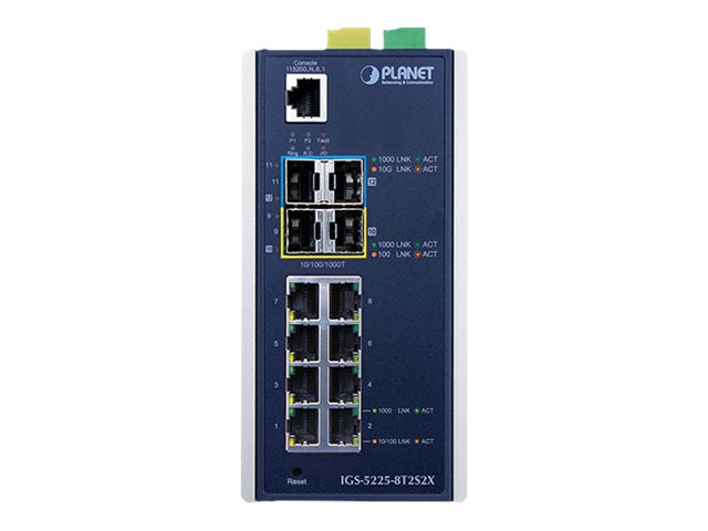 Planet IGS-5225-8T2S2X Managed Switch 8 x 10/100/1000 2 x 10 Gigabit SFP+ Blau, Silber
