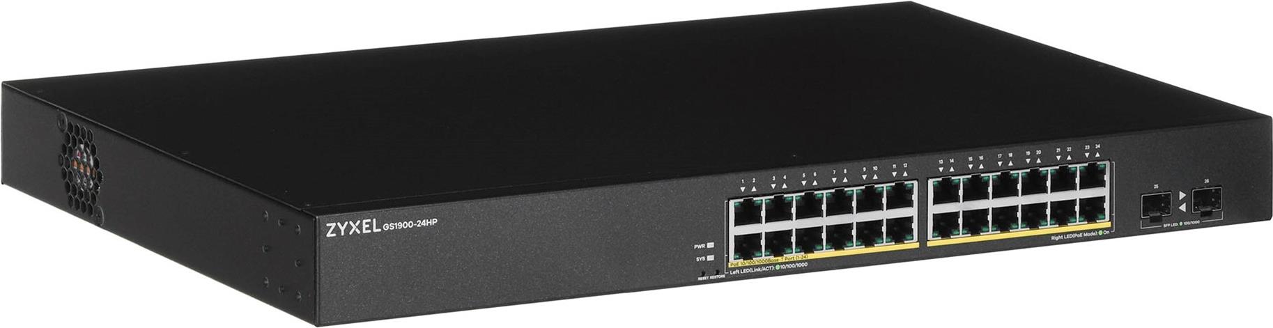 Zyxel GS1900-24HPv2 Managed Switch 24x Gigabit PoE+ 170W Schwarz