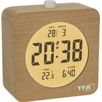 TFA Dostmann 60.2049.05 Quarz Wecker Braun, Buche Alarmzeiten 1 Großes Display (60.2049.05)