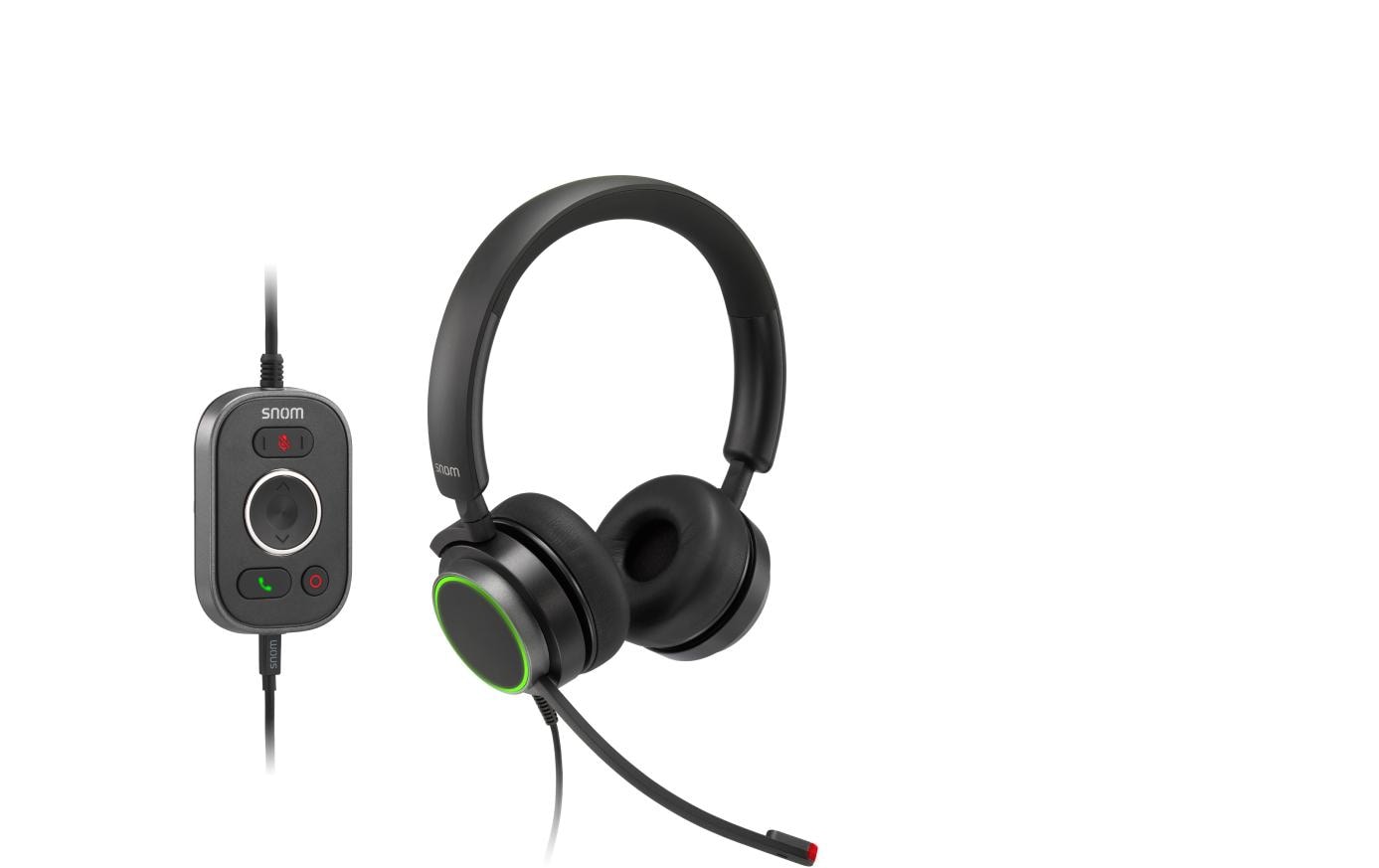 Snom A330D Kabelgebundenes On-Ear-Headset Duo USB/3,5 mm Schwarz