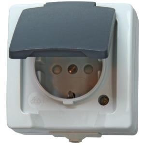 Schutzkontakt-Steckdose mit Deckel und erhöhtem Berührungsschutz (107856005)